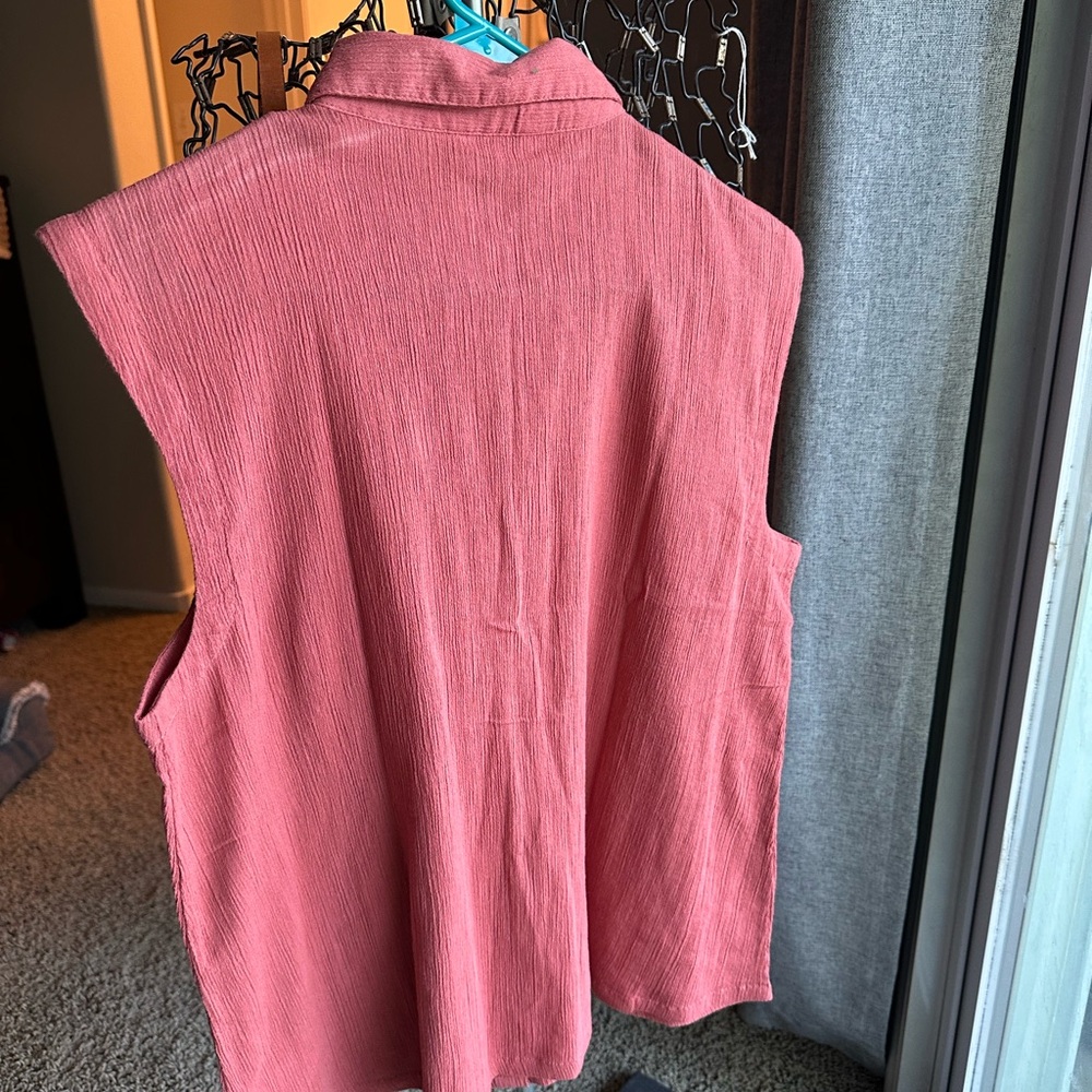 Lucky Brand Pink Sleeveless Polo Blouse
